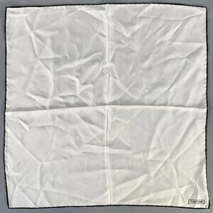 TOM FORD White Black Logo Silk Pocket Square